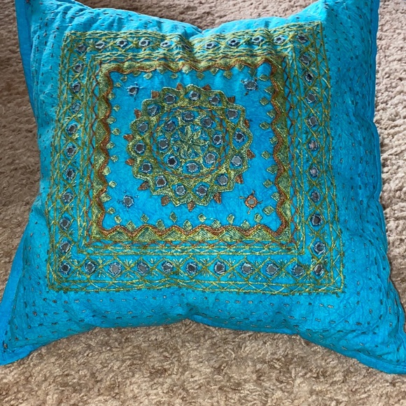 Other - Blue Textured Throw Pillow